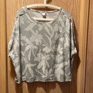 Cynthia Rowley Floral Print Blouse - Soft Green and White